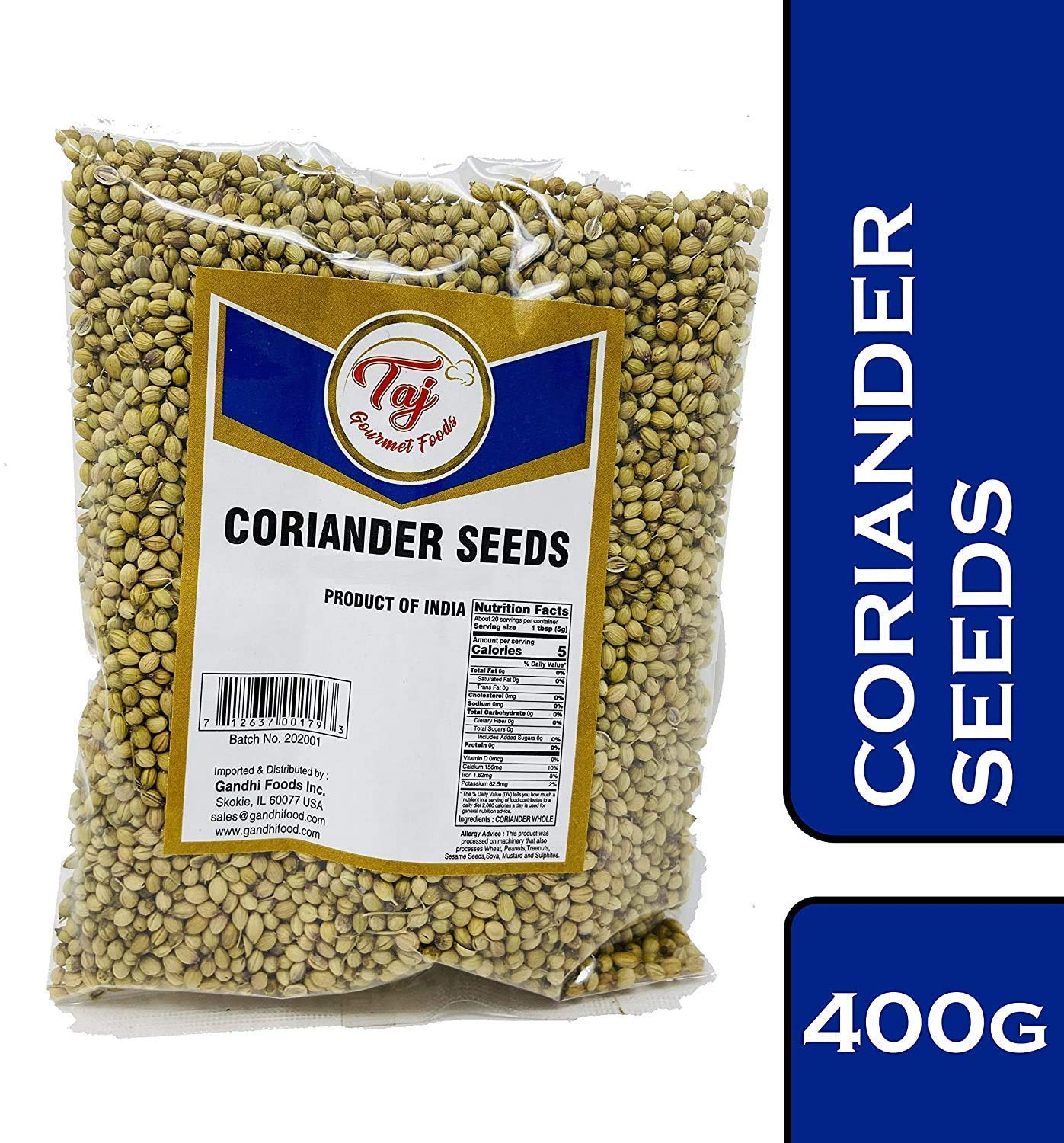 AJ Premium Indian Coriander Seeds, (Dhania), Coriander Whole, (14 Ounce)
