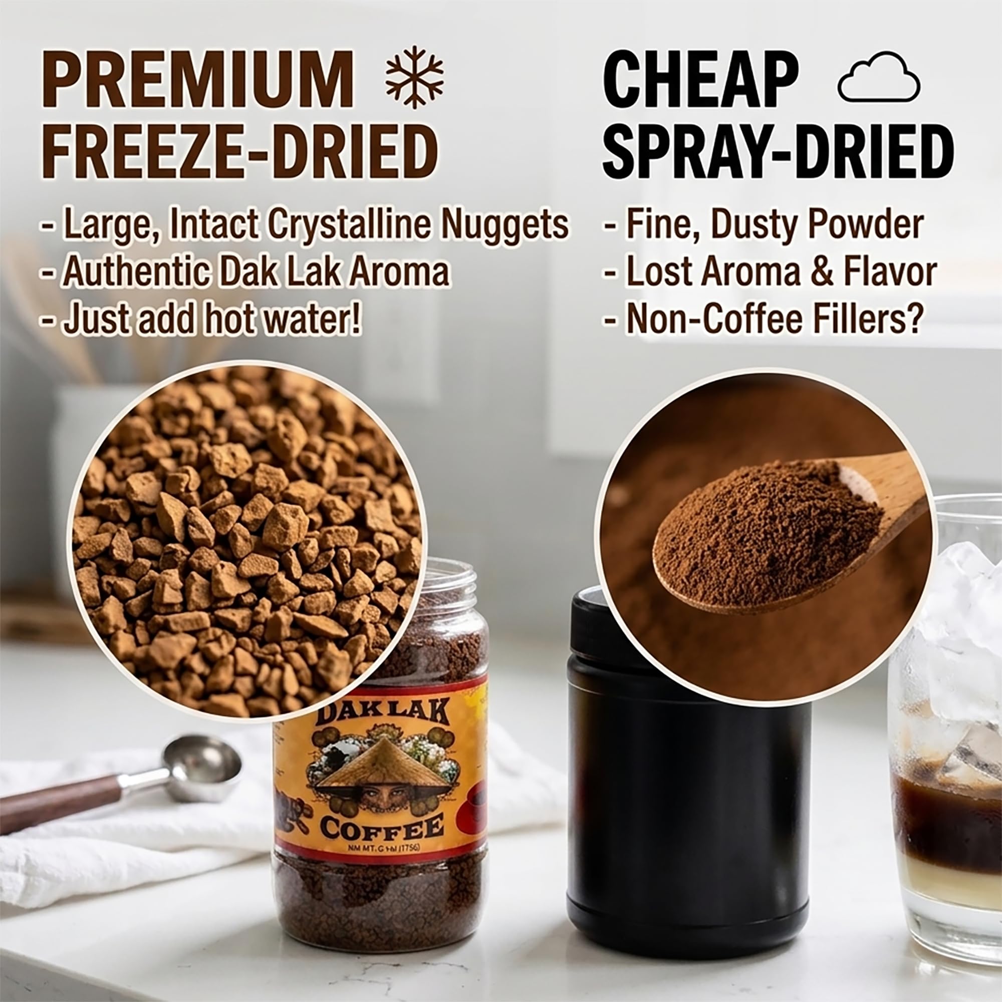 Dak Lak 100% Freeze Dried Vietnamese Instant Coffee, 175 Gram Jar