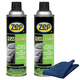 Zep Glass Cleaner 19 oz (2 Units) & a Blue Microfiber Rag ECBD032-2-Pack Streak-Free Auto and Home Glass Cleaner for Windshields, Tinted Windows