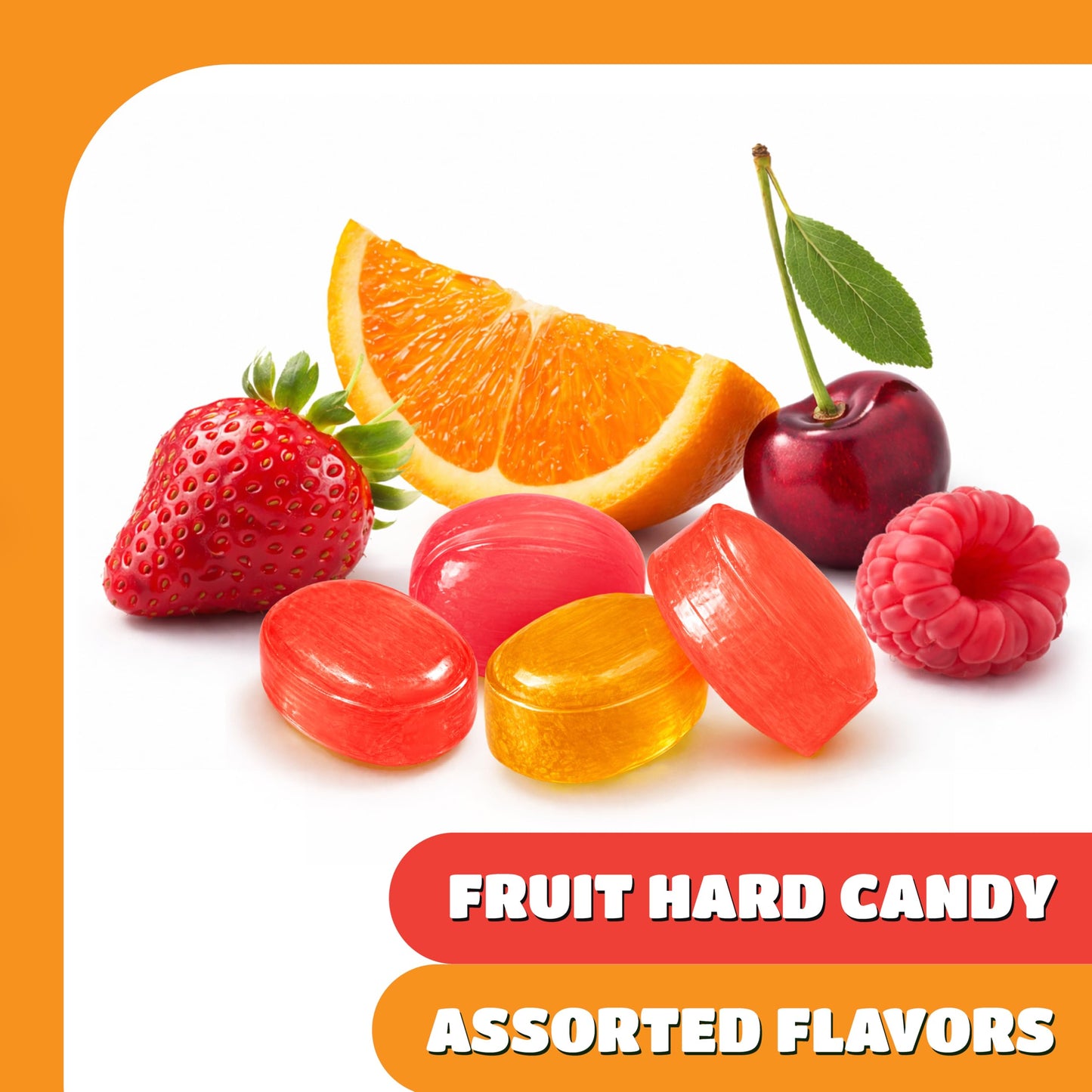 Assorted Fruit Hard Candy - 1 Pound Pack - Hard Candies Individually Wrapped - Old Fashioned Candy for Office Bowls - Strawberry, Cherry, Raspberry
