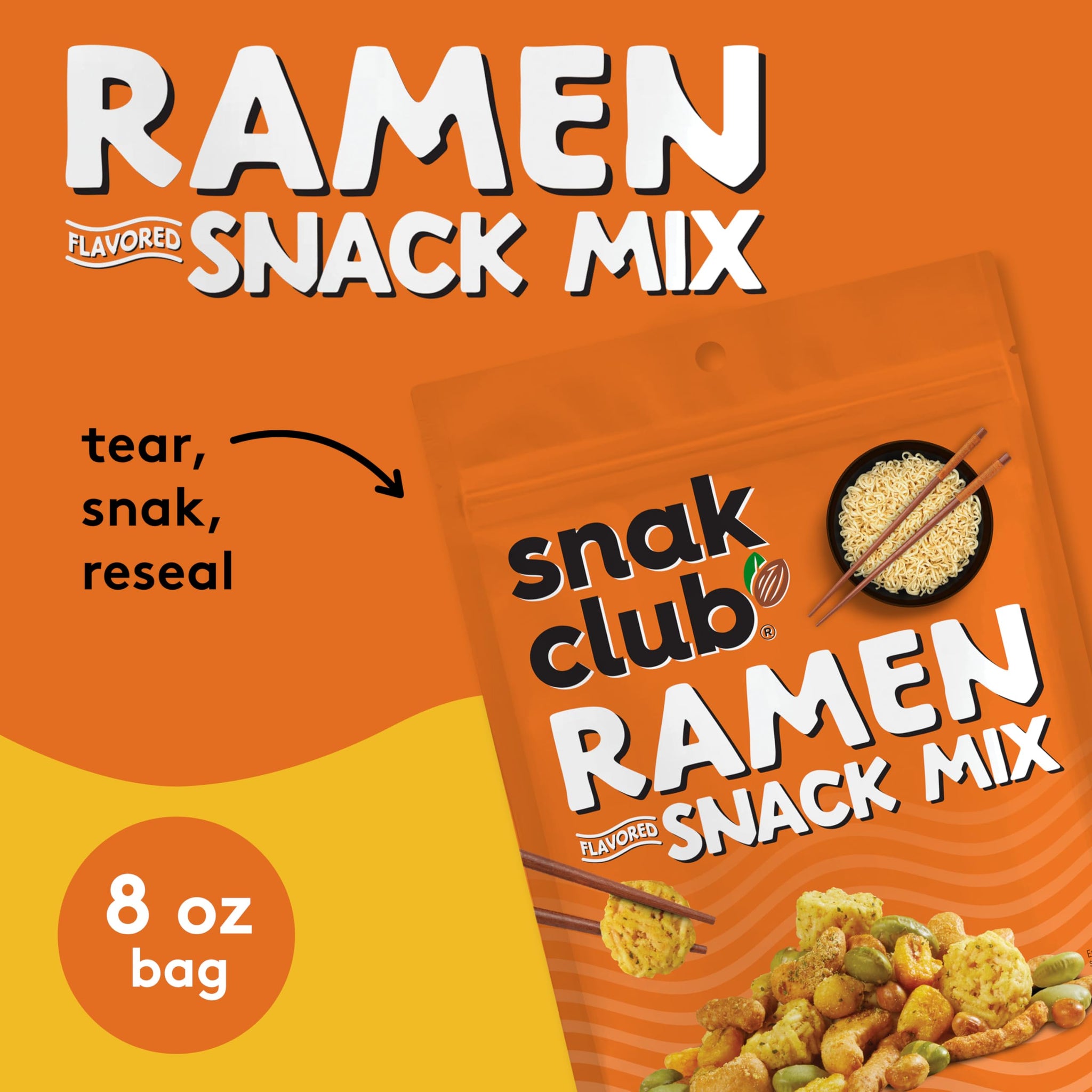 Snak Club Ramen Flavored Snack Mix with Sesame Sticks & Cashews, 8 oz