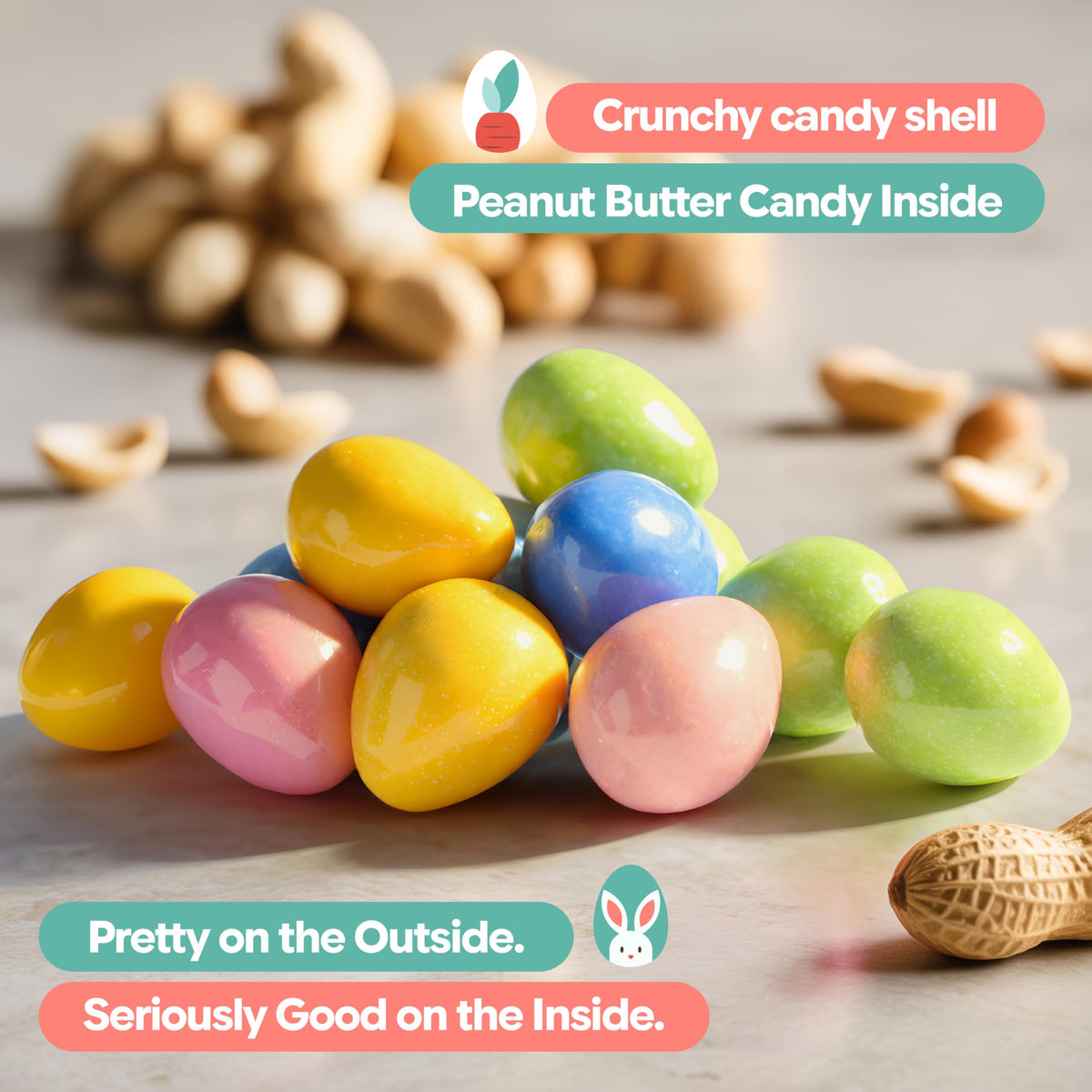 Mini Peanut Butter Candy Eggs, 1 lb Bulk Bag