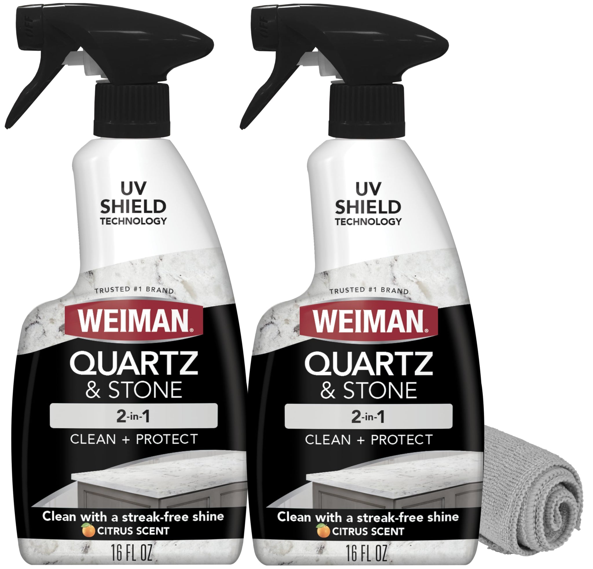 Weiman Quartz Countertop Cleaner and Polish (2 Pack w/Micro Towel) Clean and Shine Your Quartz Countertops Islands and Stone Surfaces with Ultra