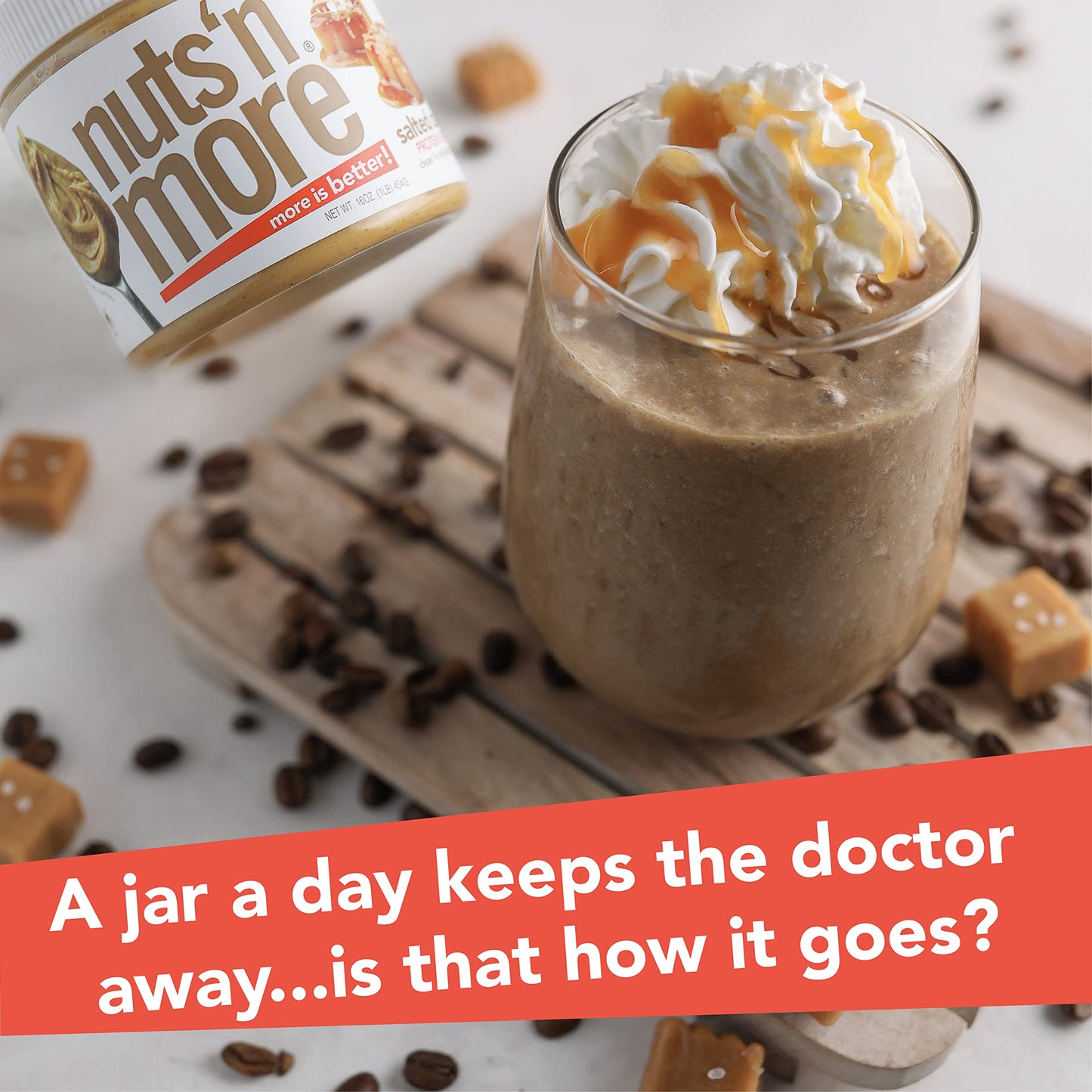 Nuts ‘N More Salted Caramel Peanut Butter Spread - High Protein, Low Carb, Low Sugar, Gluten Free, Non-GMO, All-Natural Nut Butter Snack (15oz Jar)