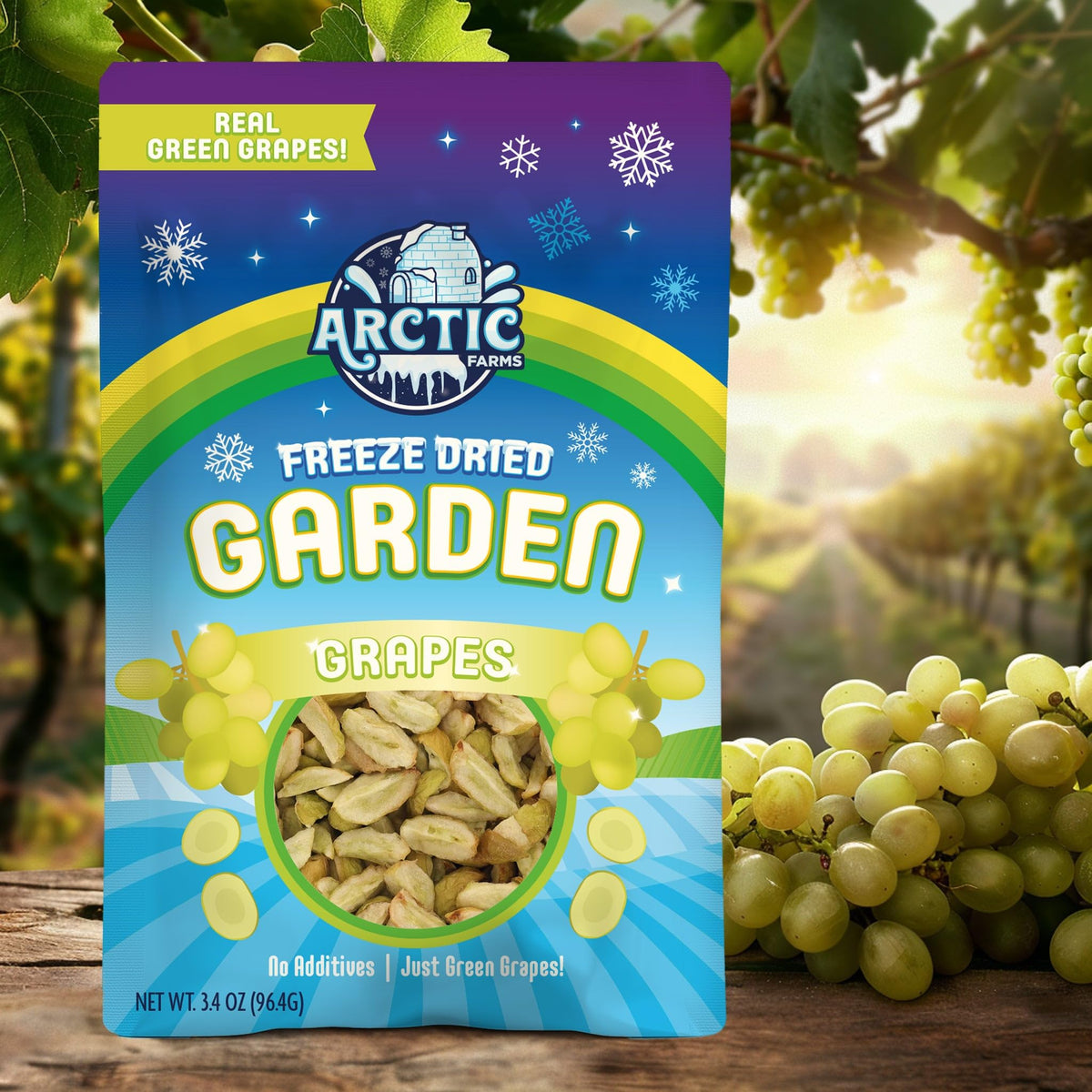 Arctic Farms Freeze-Dried Green Grapes - Large (3.2 oz) | 100% Real, No Sugar Added, Nothing Artificial