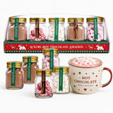 Hot Chocolate Station Gift Set - Chocolate Drink Mix, Mini Marshmallows & Candy Canes in Reusable Glass Jars | Festive Hot Cocoa Making Kit |