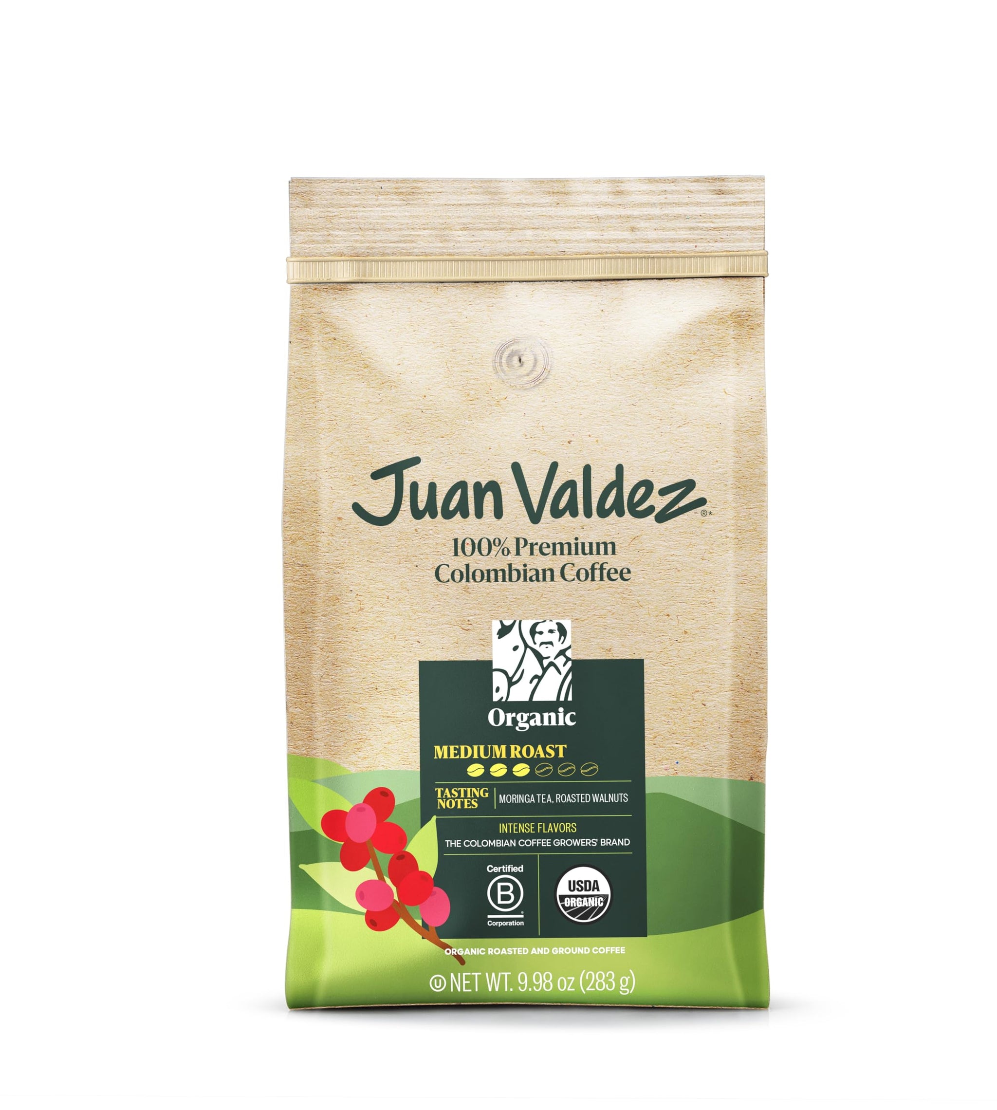 Juan Valdez Organic Ground Coffee - Balanced Roast | 100% Colombian Arabica Beans | 100% Colombian Coffee | Certified USDA Organic | Notes of Moringa