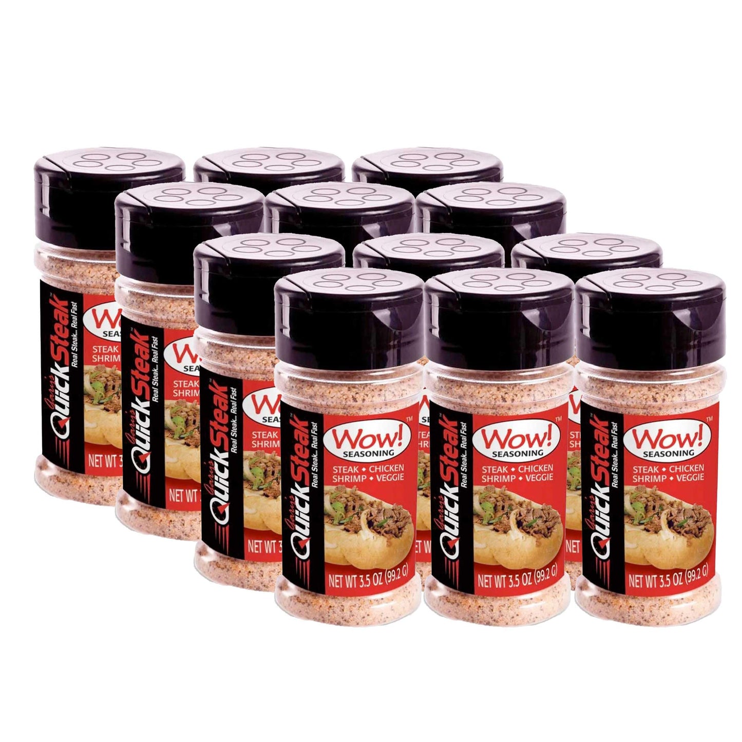 Gary's QuickSteak Wow! Seasoning, 3.5 oz Bottle, 12 Pack