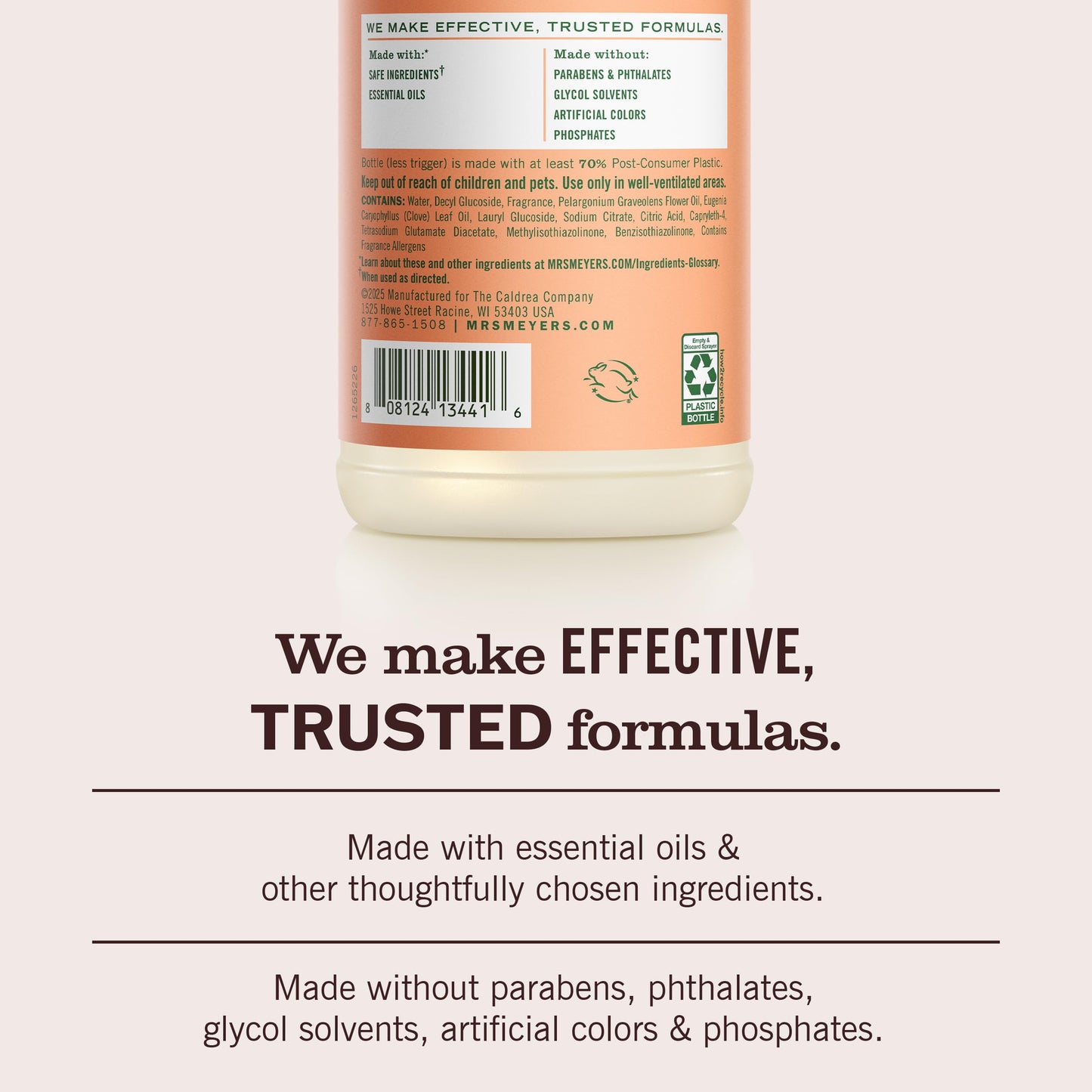 MRS. MEYER'S CLEAN DAY Multi-Surface Everyday Cleaner, Geranium Scent, 16 Fl Oz Bottle - 3 Pack