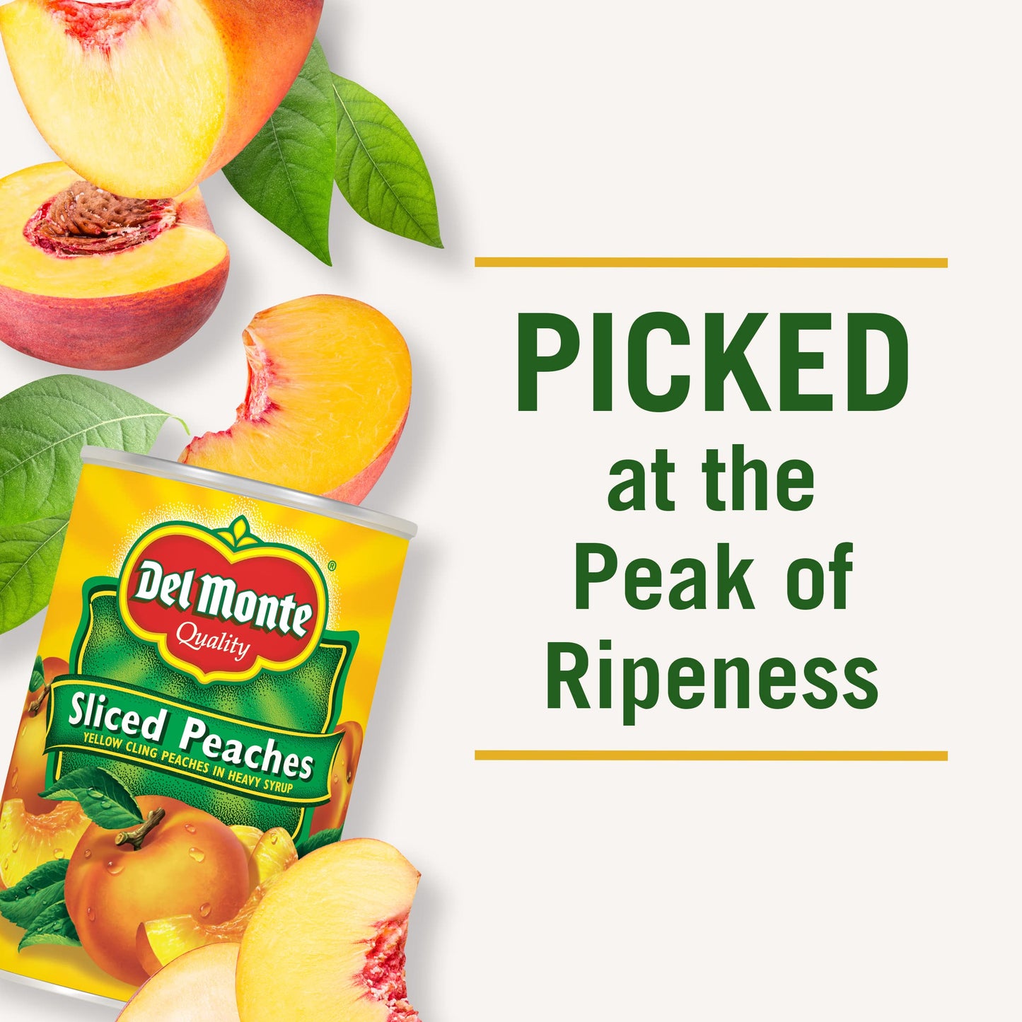 DEL MONTE Yellow Cling Sliced Peaches in Heavy Syrup, Canned Fruit, 15.25 oz Can