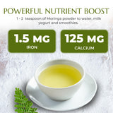 Ecoideas Org. Moringa Powder, 8 OZ Bag - Certified Organic, Kosher, Vegan, Gluten-free, Non-GMO, and RAW CRU