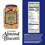 La Dolce Vita Classic Almond Italian Biscotti Cookie Snacks with Whole Almonds, 40 oz. Jar, 30 Servings (Pack of 1)