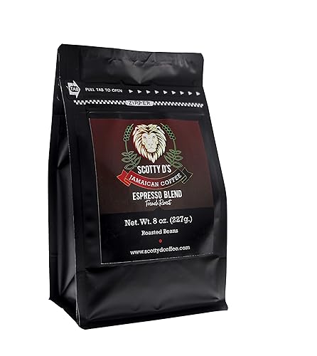 Scotty D's Jamaican Coffee "Espresso Lion" Blend-Jamaican Blue Mountain (French Roast)(Dark Roast) 8 oz.