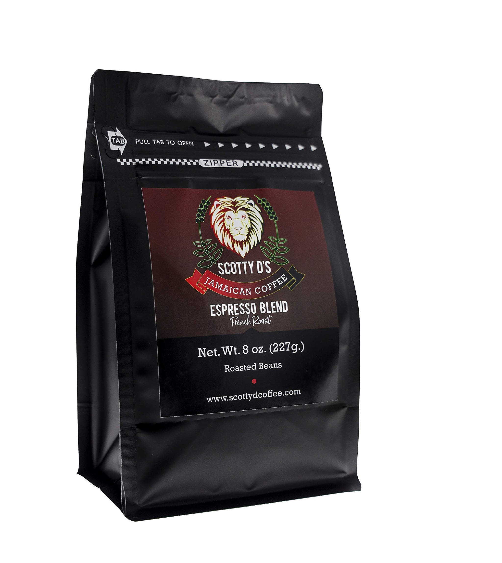 Scotty D's Jamaican Coffee "Espresso Lion" Blend-Jamaican Blue Mountain (French Roast)(Dark Roast) 8 oz.