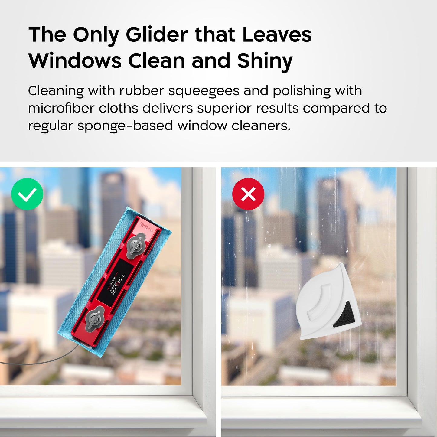Tyroler Outside Magnetic Window Cleaner Tool | The Glider S-1 AFC Double-Sided Window Cleaner Tool Fits Windows 0.1"-0.4" Thick | Magnet Window