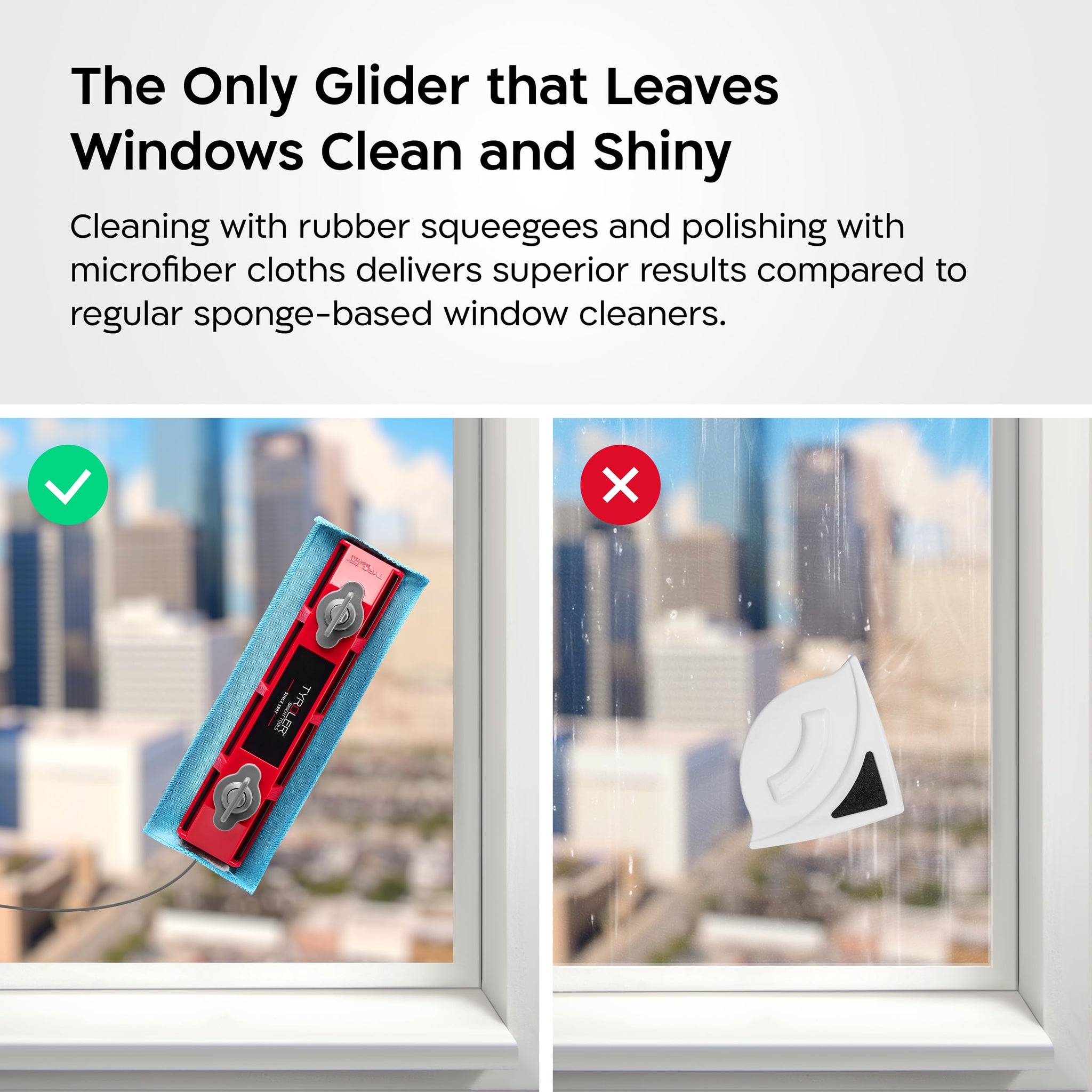 Tyroler Outside Magnetic Window Cleaner Tool | The Glider S-1 AFC Double-Sided Window Cleaner Tool Fits Windows 0.1"-0.4" Thick | Magnet Window