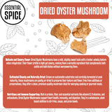 Essential Spice Dried Kibbled Oyster Mushrooms - Small-Cut Pieces with Mild, Savory Flavor - Perfect for Soups, Sauces, Stuffings & Quick-Cooking