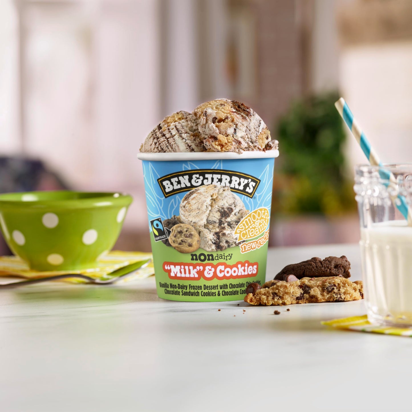 Ben & Jerry's Non-Dairy "Milk" & Cookies Vanilla Frozen Dessert Certified Vegan Pint 16 oz
