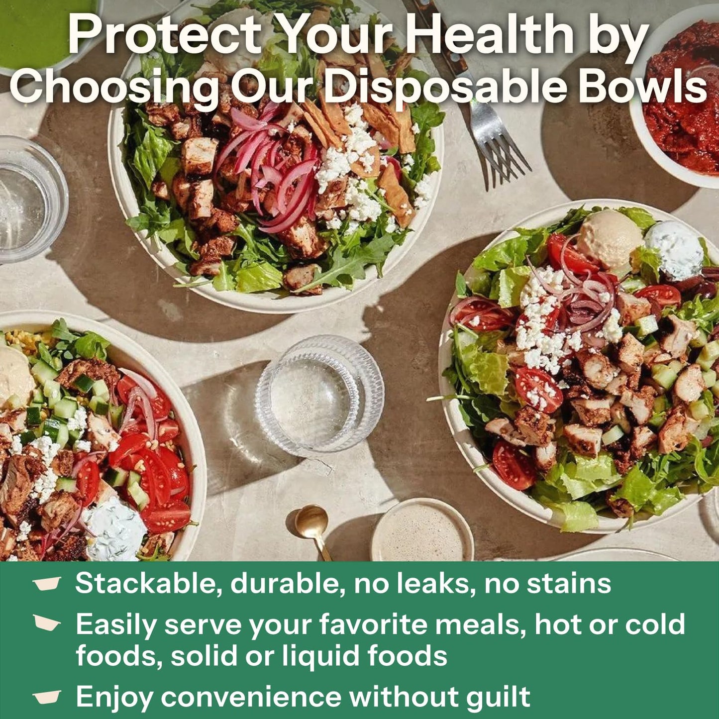 Homestockplus 48 Oz Bowls Disposable - Heavy Duty Compostable Paper Bowls, Microwave Safe Large Bowls, Ideal for Restaurant Catering, Salads, Buffets