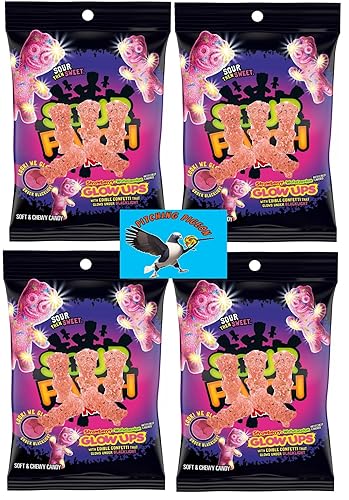 Glow Up Sour Gummies, 26.8oz Strawberry Watermelon Chewy Candy with Blacklight Glow Confetti - Limited Edition Halloween Party Snack