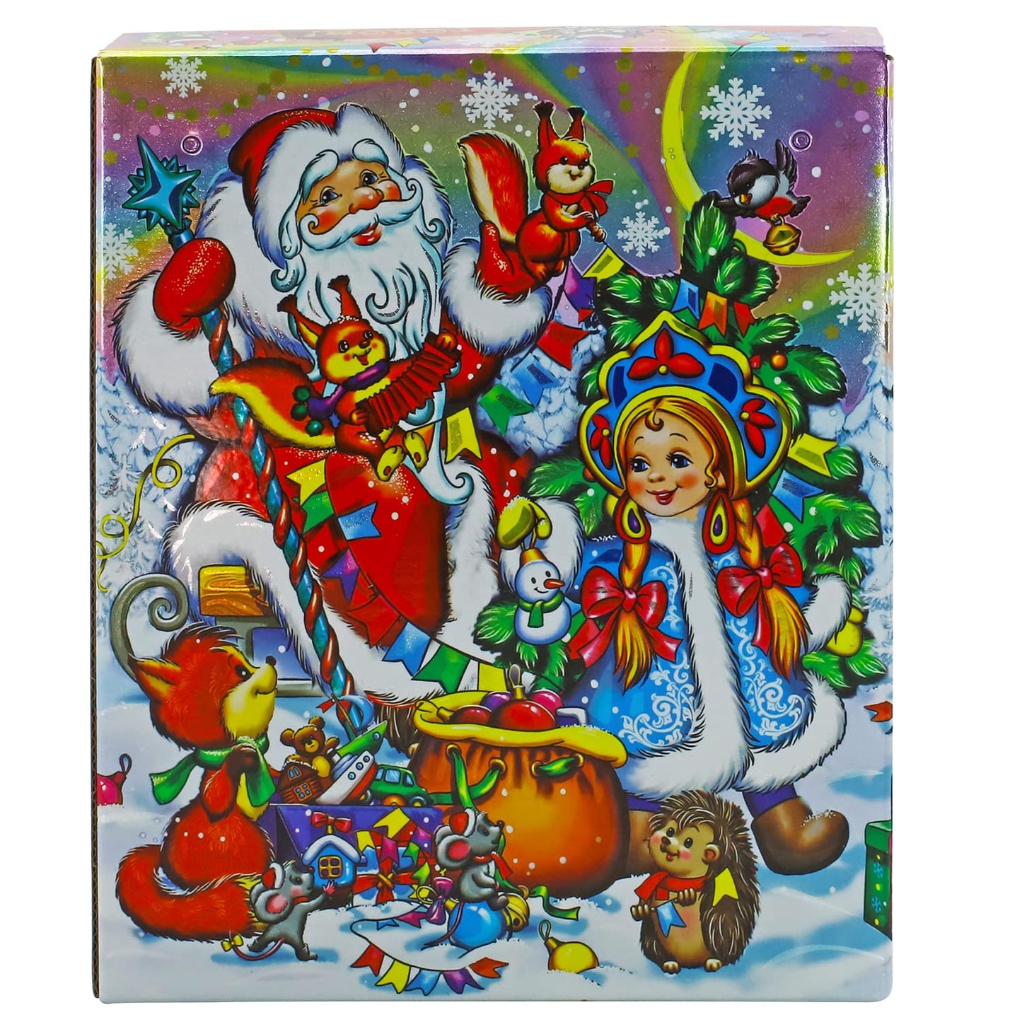 RUSA New Year's Candy Gift Russian Candy Mix Box - Assortment Chocolate Candy Mix - Variety of Russian Candy Cardboard Pack Box Little Squirrel