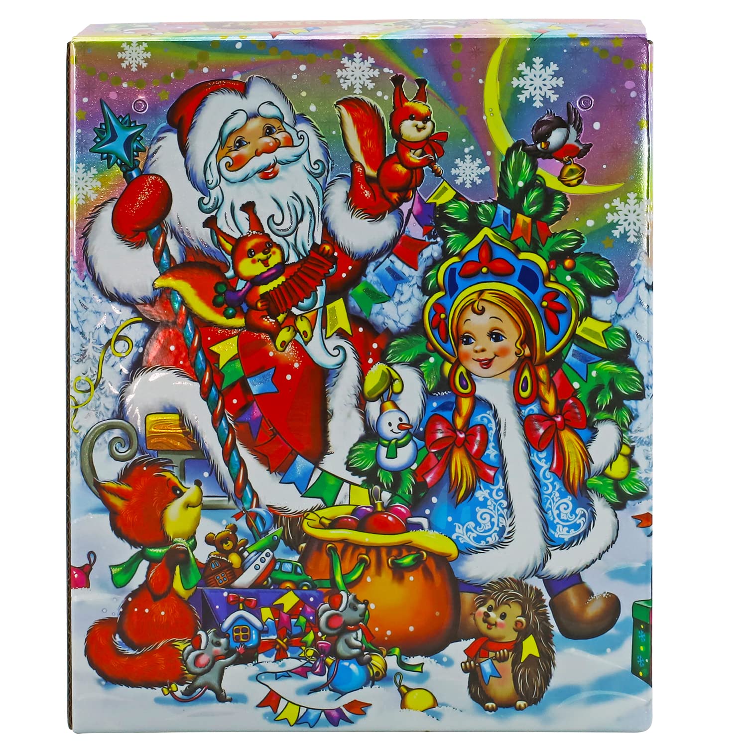 RUSA New Year's Candy Gift Russian Candy Mix Box - Assortment Chocolate Candy Mix - Variety of Russian Candy Cardboard Pack Box Little Squirrel