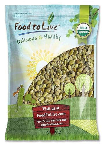 Food to Live Organic Sprouted Pumpkin Seeds, 8 Pounds Non-GMO, Raw Kernels, No Shell, Unsalted, No Oil, Vegan Kosher, Bulk. Keto Snack. High in