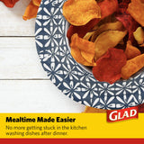 Glad Round Disposable Paper Bowls, Blue Mosaic Design - Heavy Duty, Soak-Proof, Cut-Resistant, Microwavable Paper Bowls for All Foods, Daily Use