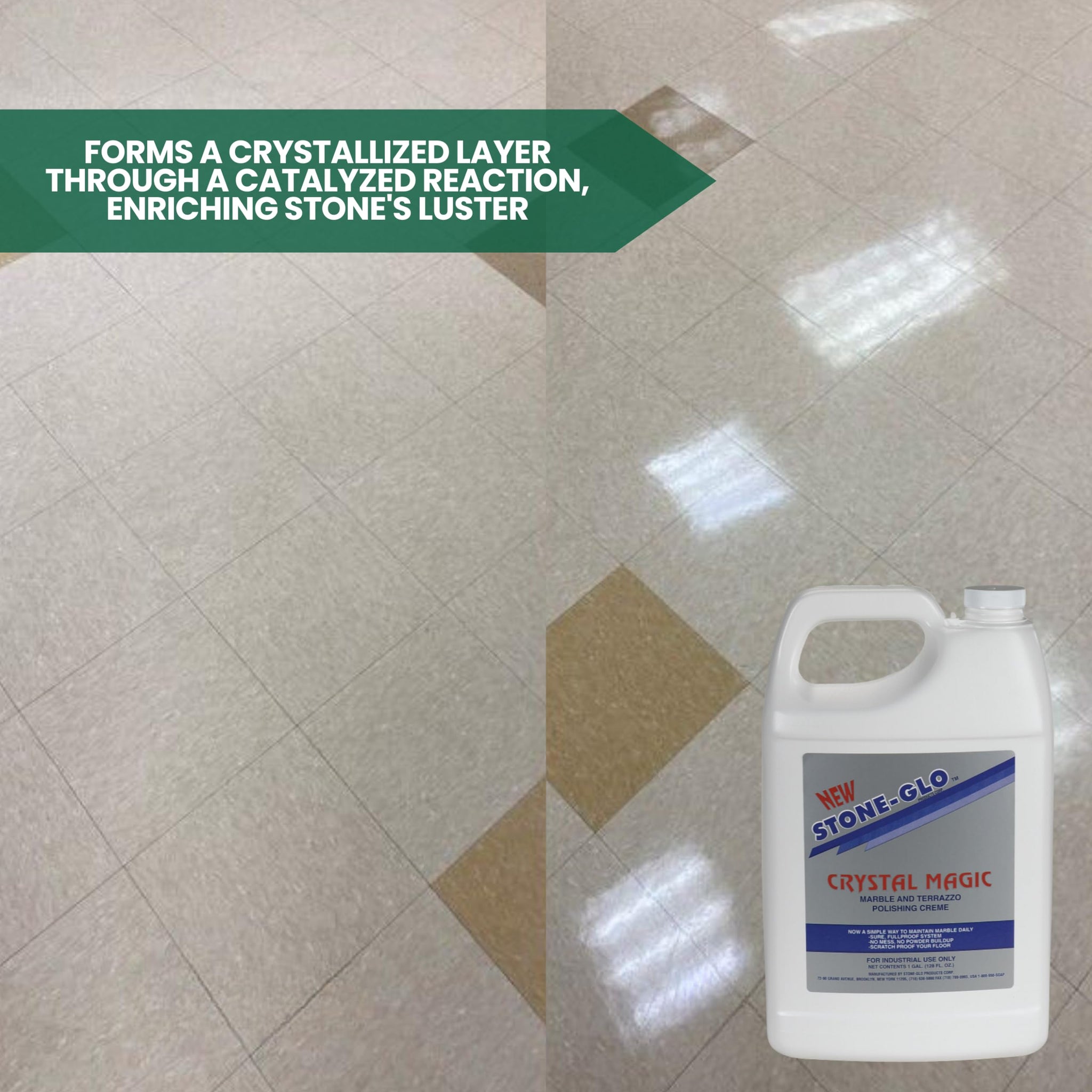 STONE-GLO Crystal Magic Floor Polisher for Ultimate Shine, Durability & Protection - Polishing Tile Floor Cleaner, Scratch Removal Used with Floor