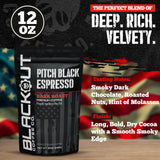 Blackout Coffee Pitch Black Espresso Whole Bean Coffee - Extra Dark Roast, European-Style, Powerfully Bold - Freshly Roasted 12oz Bag.