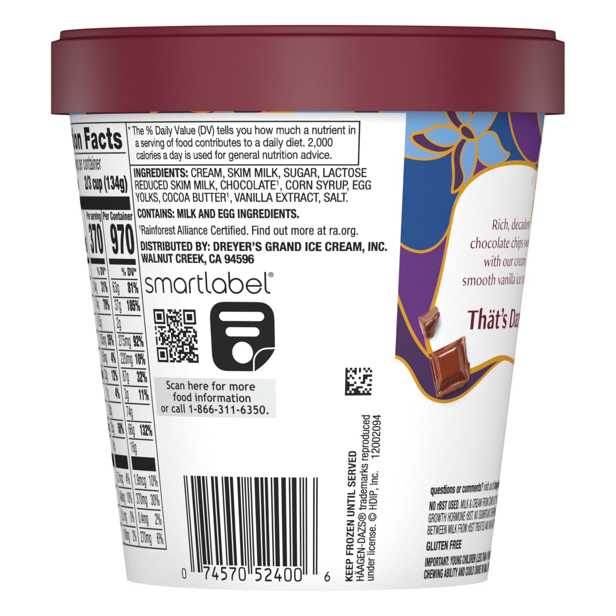 Haagen-Dazs Ice Cream, Vanilla Chocolate Chip, 14 oz (Frozen)