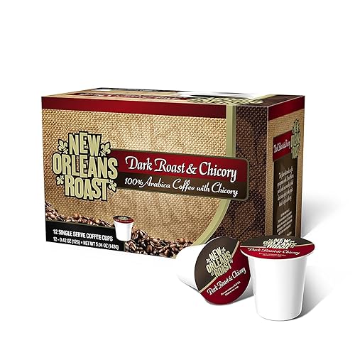 New Orleans Roast Dark Roast & Chicory Single Serve Cup 12ct - Authentic Taste of History - Caffeine Free Chicory Adds Depth to the Coffee - Nutty