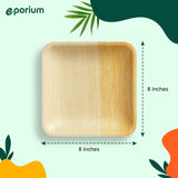 EPORIUM 8 Inch Square Palm Leaf Plates (50-Pack) I Compostable Disposable Dinnerware | Premium Quality I Eco-Friendly Plates Sustainable Heavy Duty