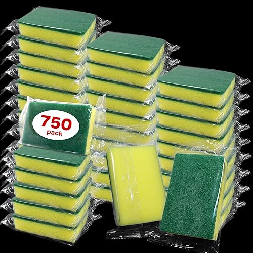 (750 Pack)Kheoxusa Individually Wrapped Sponges,Sponges Individually Wrapped for Kitchen Scrub Dish Wash Dishes Dishwashing Cleaning Non Scratch