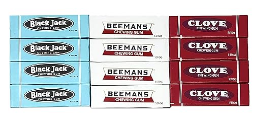 Retro Chewing Gum Pack - Black Jack, Beemans, and Clove Gum Variety Pack of 12