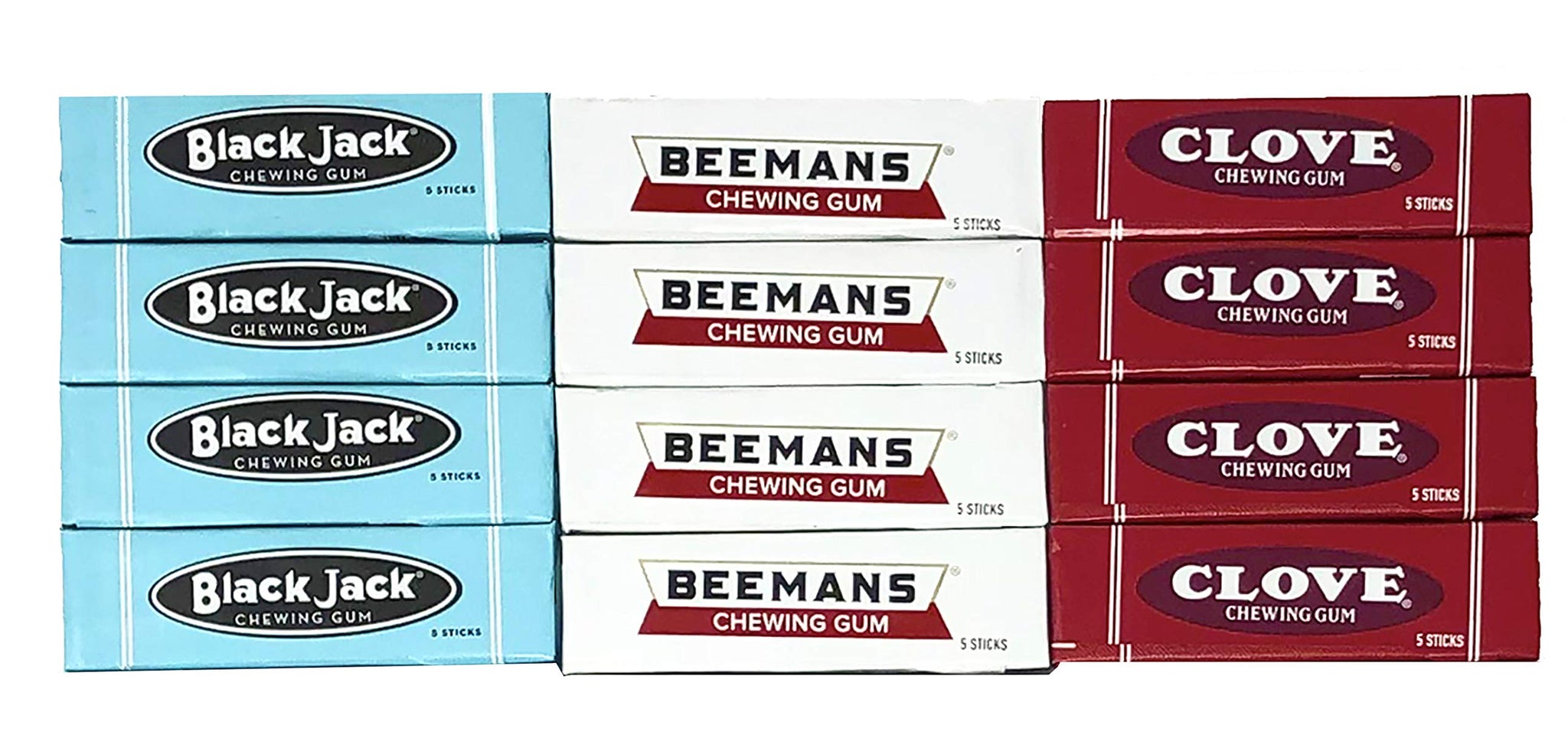 Retro Chewing Gum Pack - Black Jack, Beemans, and Clove Gum Variety Pack of 12