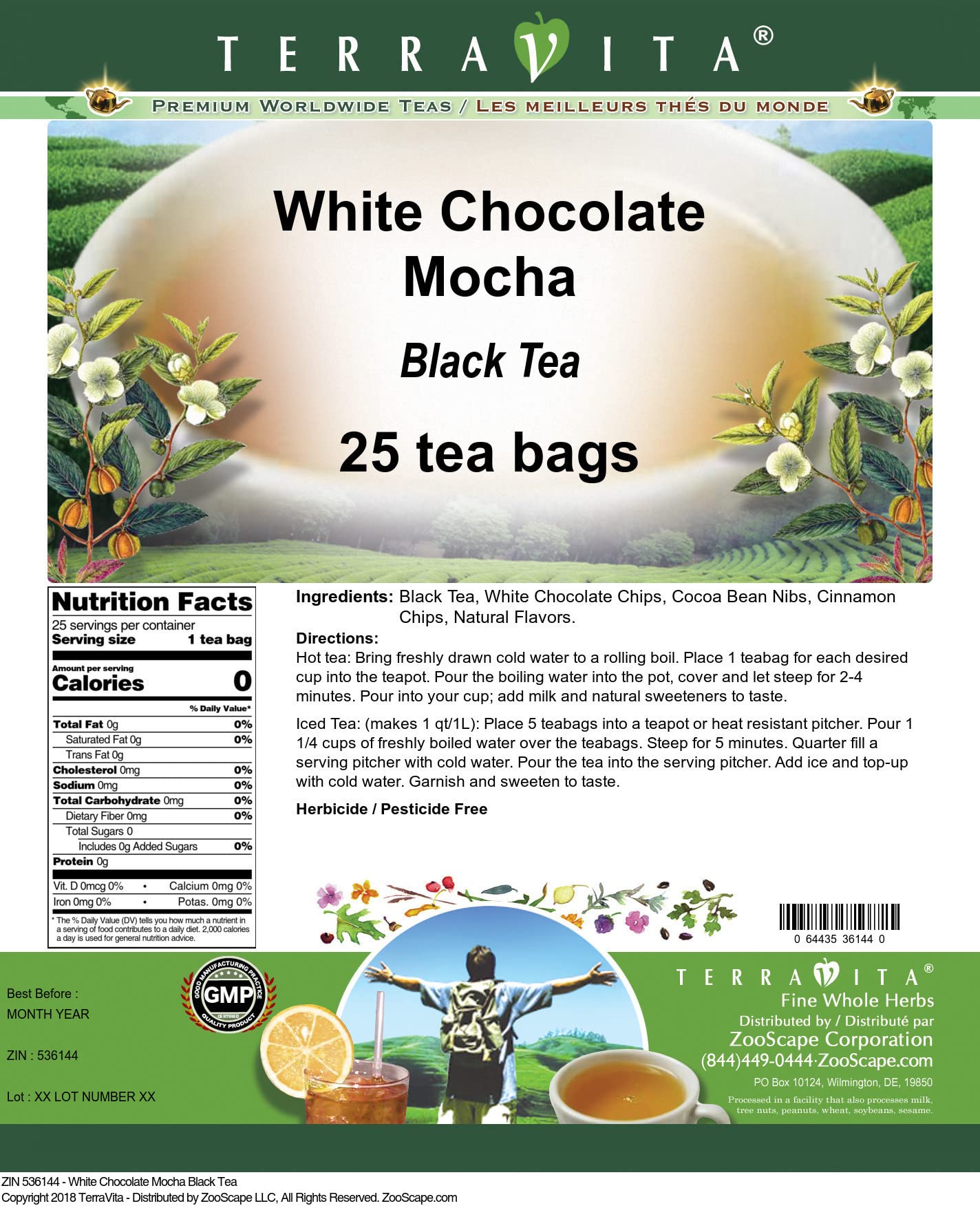 White Chocolate Mocha Black Tea (25 tea bags, ZIN: 536144)