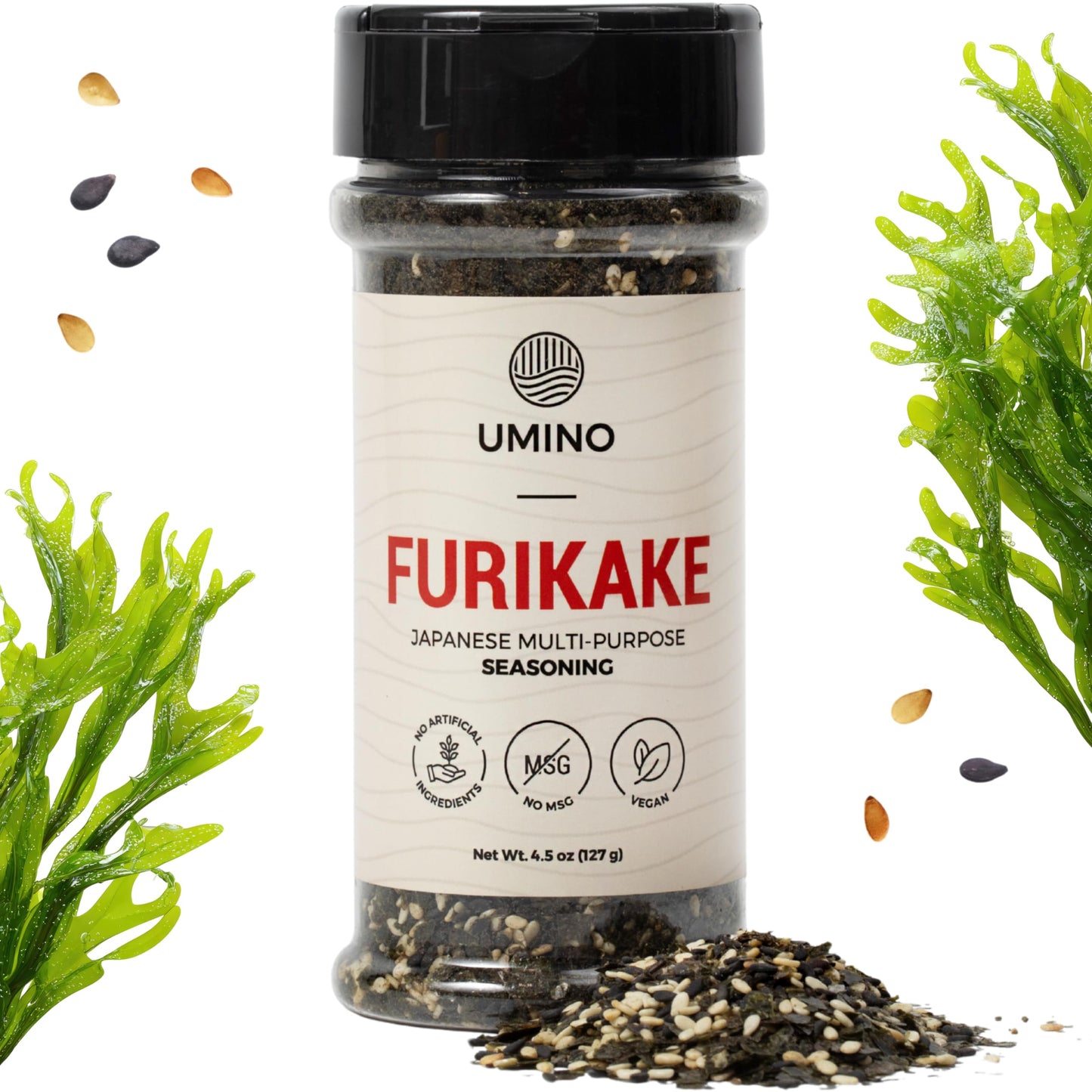 Umino Furikake Large 4.5 oz | Multi-Purpose Japanese Seasoning with Nori, Sesame & Sea Salt | USA Made, Additive & MSG Free