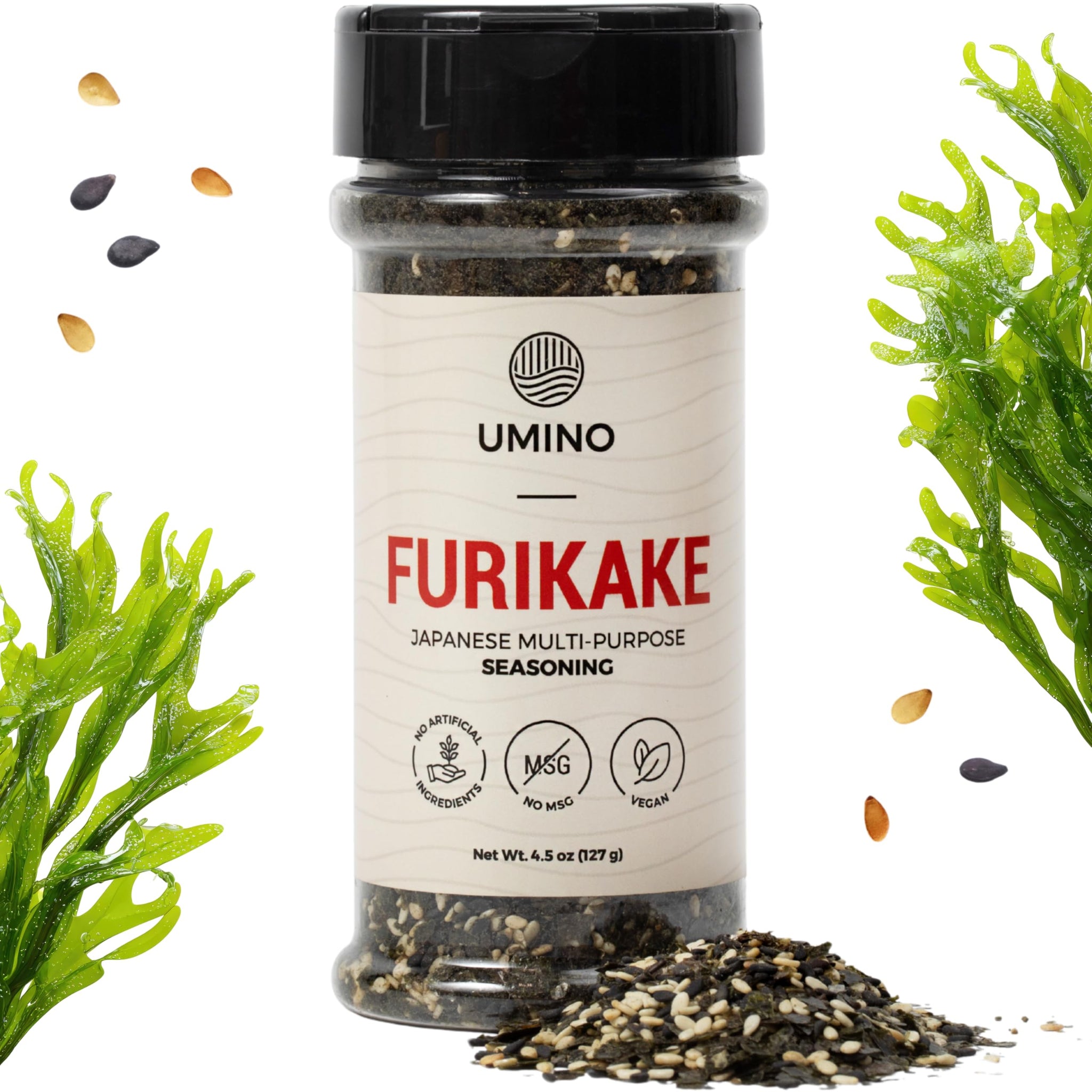 Umino Furikake Large 4.5 oz | Multi-Purpose Japanese Seasoning with Nori, Sesame & Sea Salt | USA Made, Additive & MSG Free