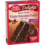 Betty Crocker Delights Super Moist, Triple Chocolate Fudge, Cake Mix, 13.25 oz