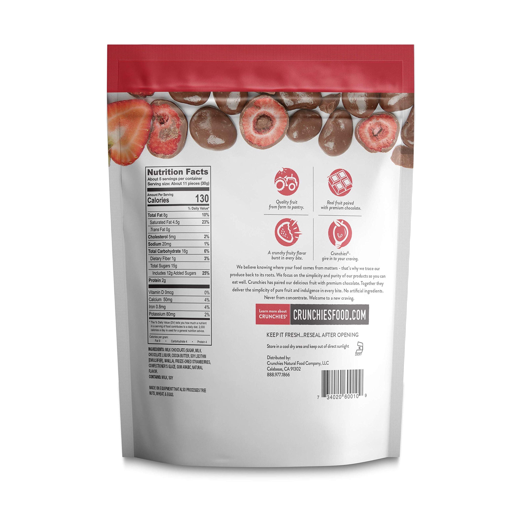 Crunchies Milk Chocolate Covered Freeze-Dried Strawberries (Strawberries)