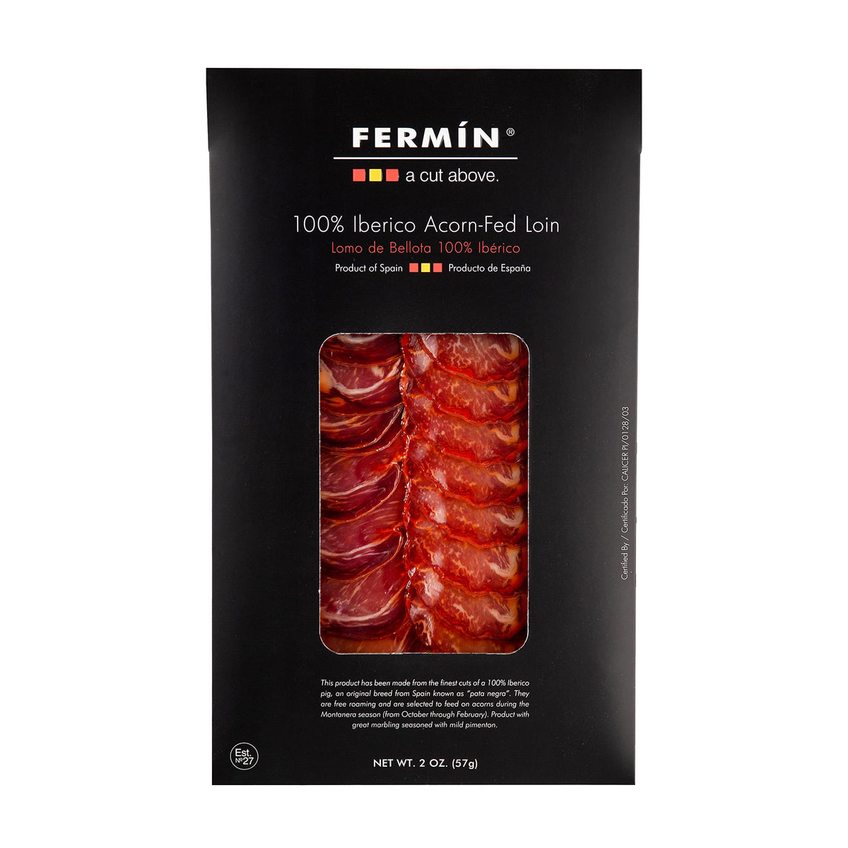 Fermin Sliced Iberico de Bellota Pork Loin - 2 oz | 100% Acorn-Fed | Authentic Spanish Lomo