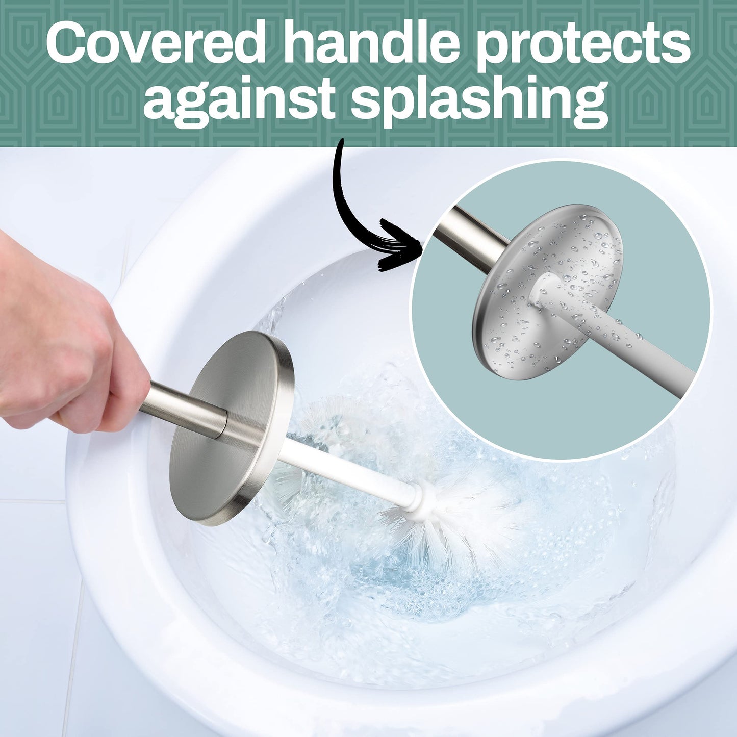 Home Intuition Polished Chrome Stainless Steel Vented Toilet Brush and Holder, 1 Pack