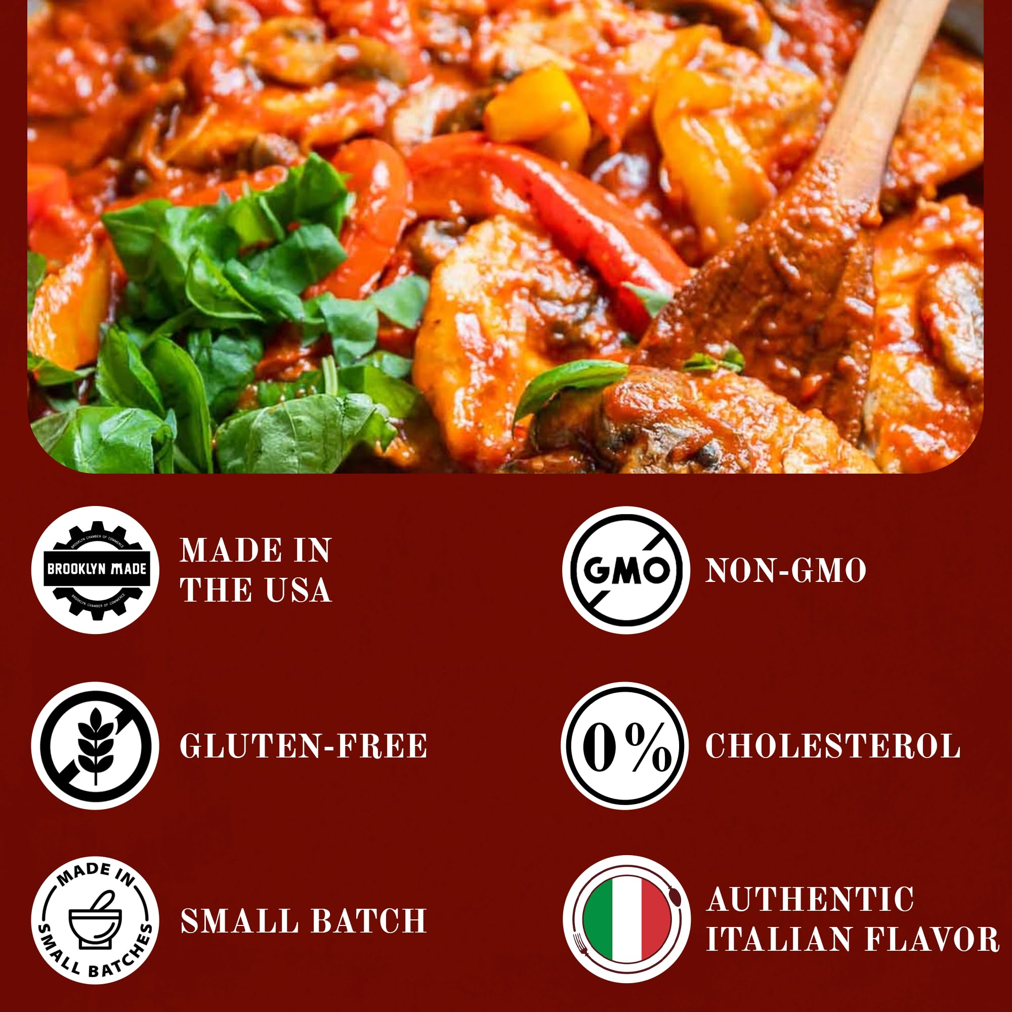 Michael's of Brooklyn Pepper & Mushroom Pizzaiola Sauce 32oz Jar with Spoon - Italian Mushroom Pasta Sauce with Basil & Bell Peppers - Gluten Free