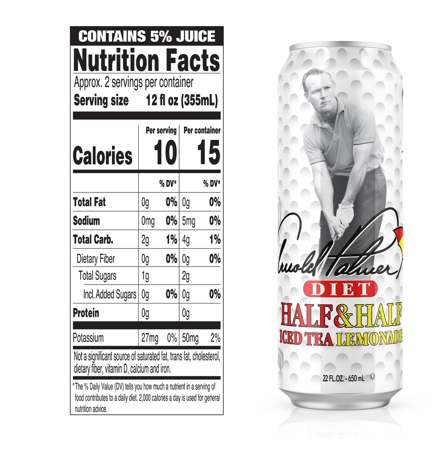 AriZona Diet Arnold Palmer Half and Half - Big Can, 22 Fl Oz (Pack of 24)