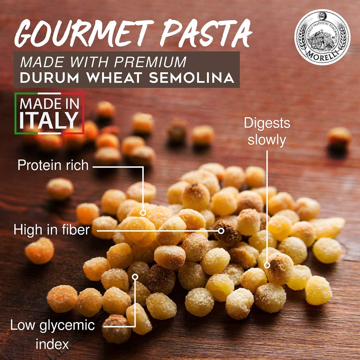 Morelli Pasta Toasted Fregola Sarda Pasta - Imported from Italy 17.6oz / 500g