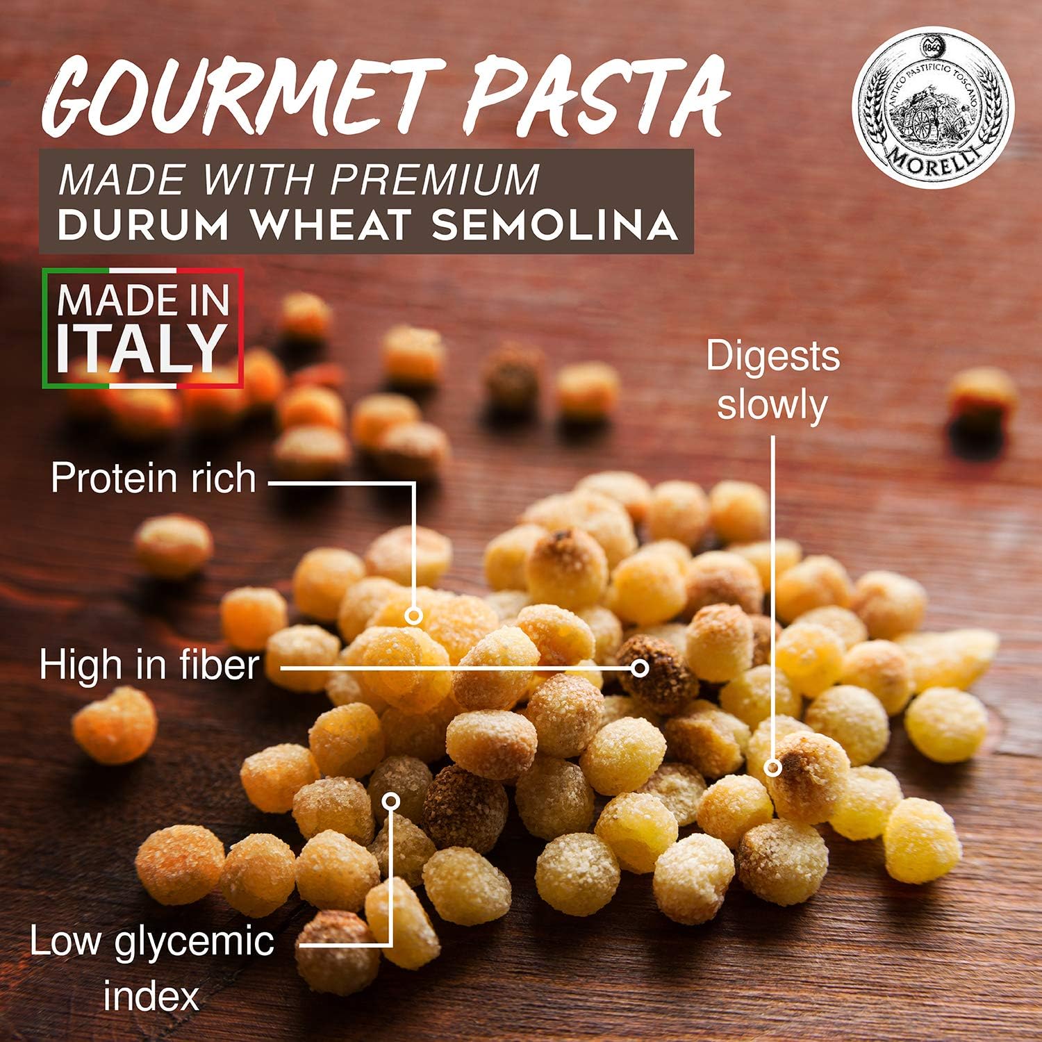 Morelli Pasta Toasted Fregola Sarda Pasta - Imported from Italy 17.6oz / 500g