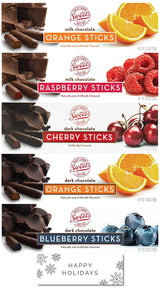 Sweet's Candy Chocolate Variety Pack- Milk Chocolate Orange, Milk Chocolate Raspberry, Dark Chocolate Cherry, Dark Chocolate Orange, Dark Chocolate