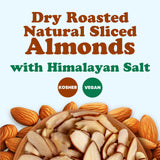 Food to Live Dry Roasted Natural Sliced Almonds with Himalayan Salt, 1.5 Pounds - Unblanched Nuts, Oven Toasted, Lighly Salted, No Oil Added, Perfect