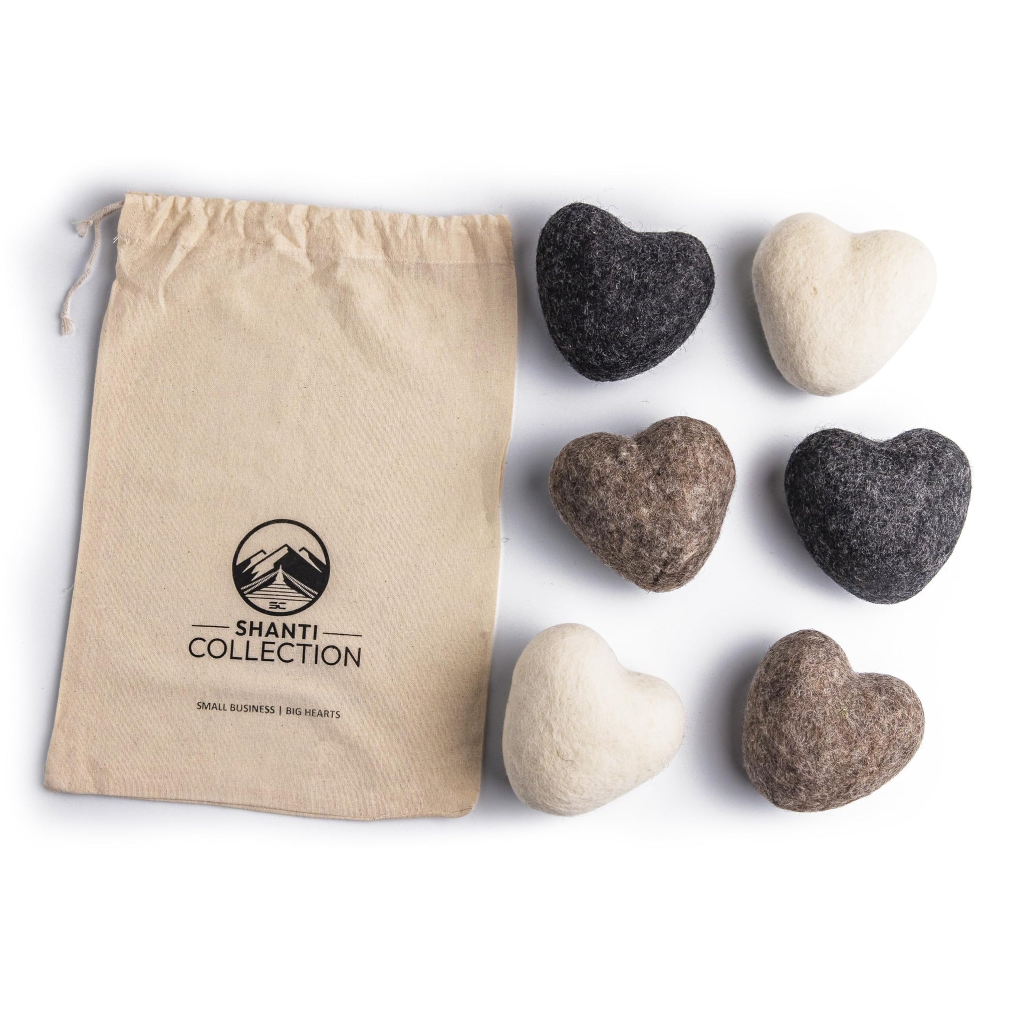 Big Heart Reusable Handmade Wool Dryer Balls for Laundry 6 - Pack XL, Wool Balls Replaces Dryer Sheets and Shorten Drying Time